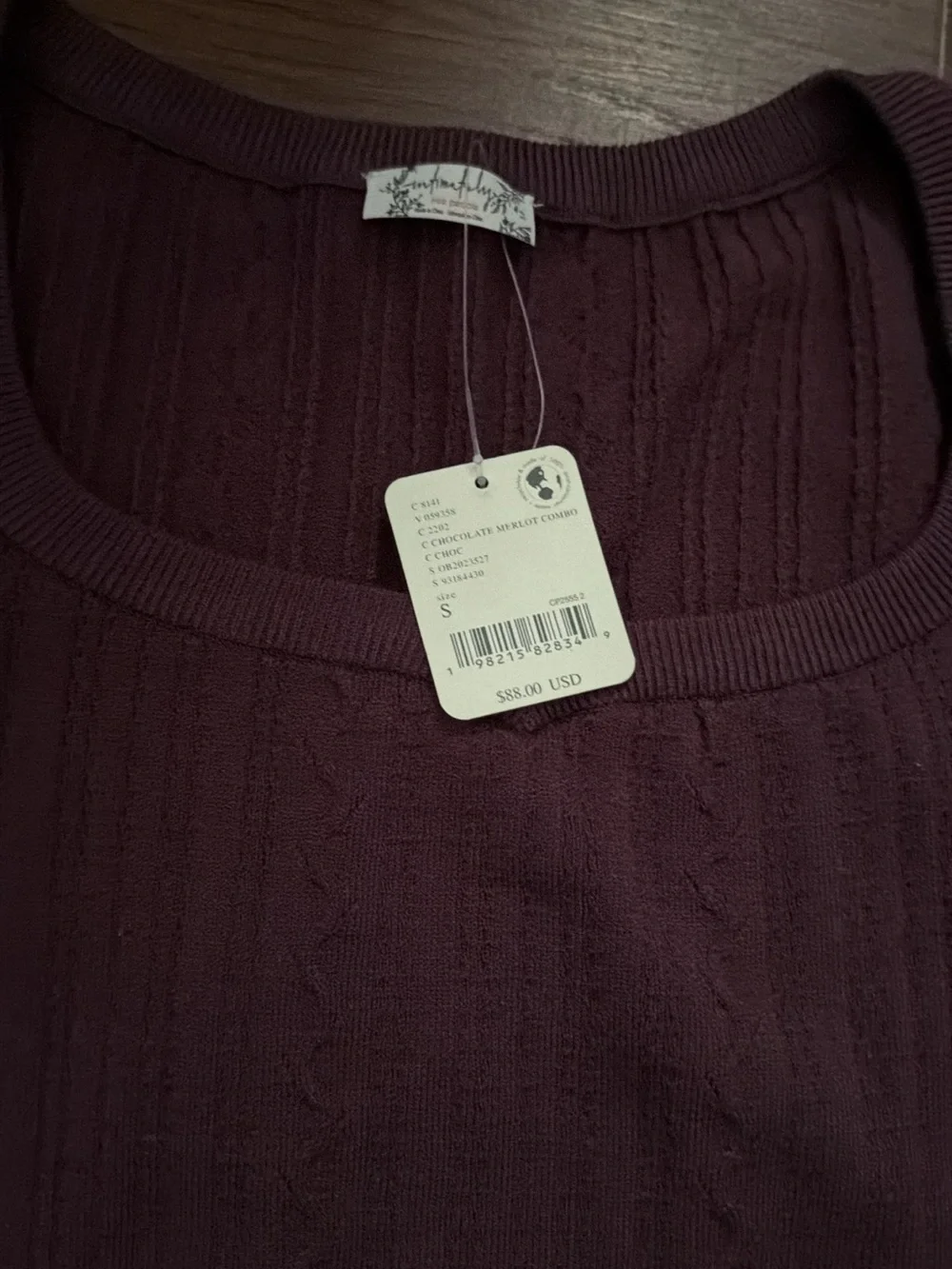 Free People Fitted Long Sleeve Square Neck Top - Deep Plum